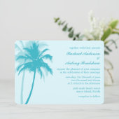 Caraïbische blauwe palmbomen Tropische bruiloft Kaart (Staand voorkant)