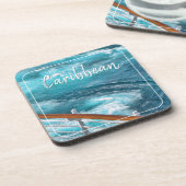 Caraïbische cruise - Turquoise Wake Photography Bier Onderzetter (Linkerzijde)