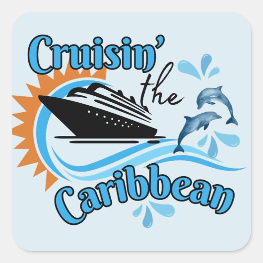 Caraïbische cruise vierkante sticker (Voorkant)
