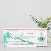 Caraïbische Eilanden Boarding Pass bruiloft Kaart (Staand voorkant)