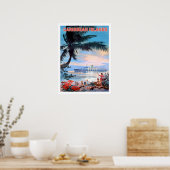 Caraïbische eilanden, cruiseschip, vintage-reis poster (Keuken)