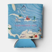 Caraïbische eilanden geïllustreerde kaart blikjeskoeler (Voorkant)