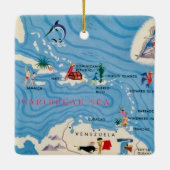 Caraïbische eilanden geïllustreerde kaart keramisch ornament (Achterkant)