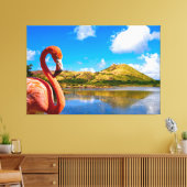 Caraïbische flamingo in St Kitts Triptiek Canvas Afdruk (Insitu (Woonkamer))