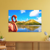 Caraïbische flamingo in St Kitts Triptiek Canvas Afdruk (Insitu (Woonkamer))