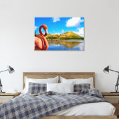Caraïbische flamingo in St Kitts Triptiek Canvas Afdruk (Insitu (Slaapkamer))