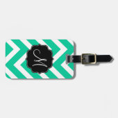 Caraïbische groene en witte Chevron Stripes Bagagelabel (Voorkant horizontaal)
