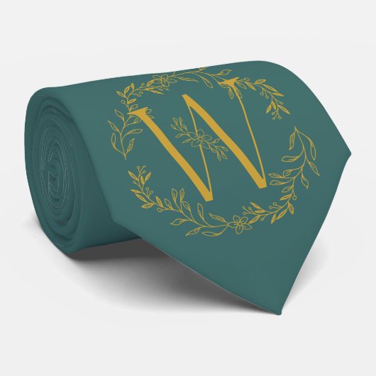 Caraïbische Huidige Kleur Monogrammed Groomsmen Stropdas (Opgerold)