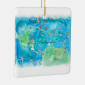 Caraïbische kaart met cruisesporten keramisch ornament (Rechts)