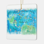 Caraïbische kaart met cruisesporten keramisch ornament (Links)