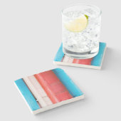 Caraïbische kleuren - abstract stenen onderzetter (Zijkant)