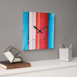 Caraïbische kleuren - abstract vierkante klok