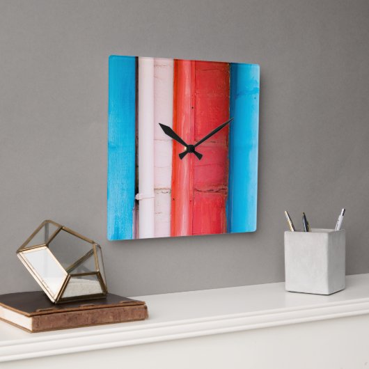 Caraïbische kleuren - abstract vierkante klok (Kantoor)