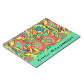 Caraïbische kleuren Boho Bloemen gepersonaliseerd Notitieboek (Linkerzijde)