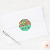 Caraïbische kleuren Boho Floral bedankt Ronde Sticker (Envelop)