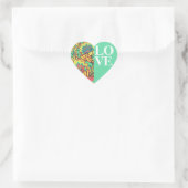 Caraïbische kleuren Boho Floral LOVE Hart Sticker (Tas)
