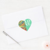 Caraïbische kleuren Boho Floral LOVE Hart Sticker (Envelop)