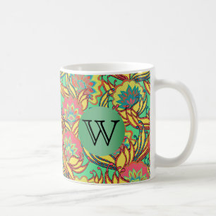 Caraïbische kleuren boho Floral met monogram Koffiemok
