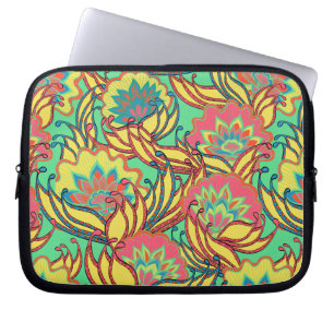 Caraïbische kleuren Boho Floral Pattern Laptop Sleeve