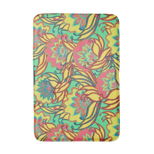 Caraïbische kleuren Boho patroon Badmat (Voorkant Verticaal)