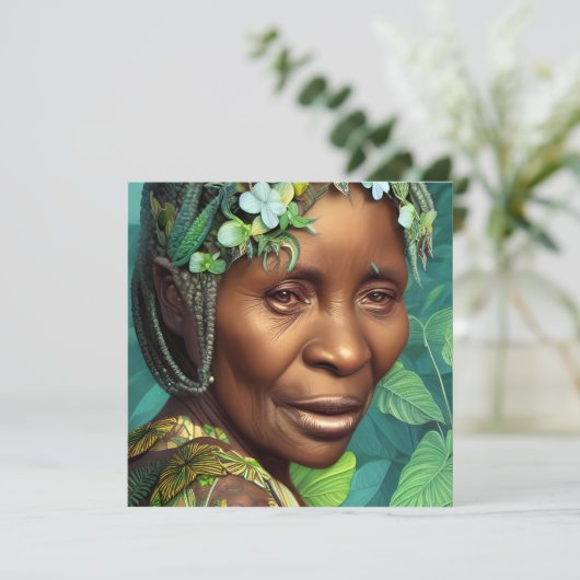 Caraïbische koningin, zwart, portret, platte groet (Staand voorkant)