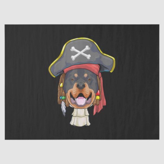 Caraïbische kralen Rottweiler Pirate Dog Funny Lov Tissuepapier (Voorkant)
