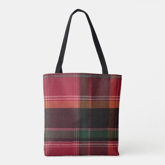 Caraïbische Maagdeneilanden Madras Plaid Patroon Tote Bag (Achterkant)