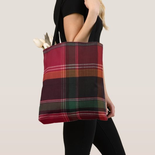 Caraïbische Maagdeneilanden Madras Plaid Patroon Tote Bag (Dichtbij)