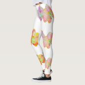 Caraïbische orchideeën, tropische waterverf bloeme leggings (Links)