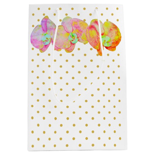 Caraïbische orchideeën, tropische waterverf bloeme medium cadeauzakje (Voorkant)