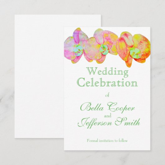 Caraïbische orchideeën, tropische waterverf bloeme save the date (Voorkant / Achterkant)