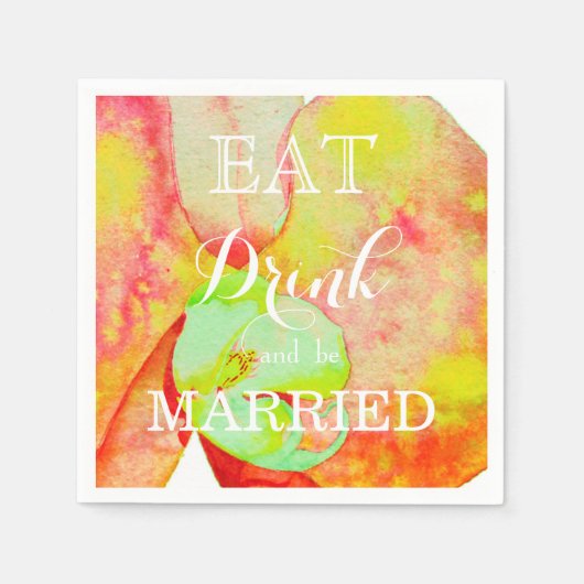 Caraïbische orchideeën, tropische waterverf bloeme servetten (Voorkant)