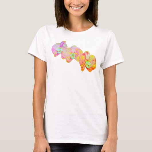 Caraïbische orchideeën, tropische waterverf bloeme t-shirt (Voorkant)