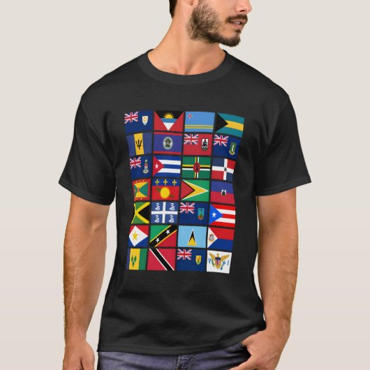 Caraïbische vlaggen Unity Pride Geografie T-shirt (Voorkant)