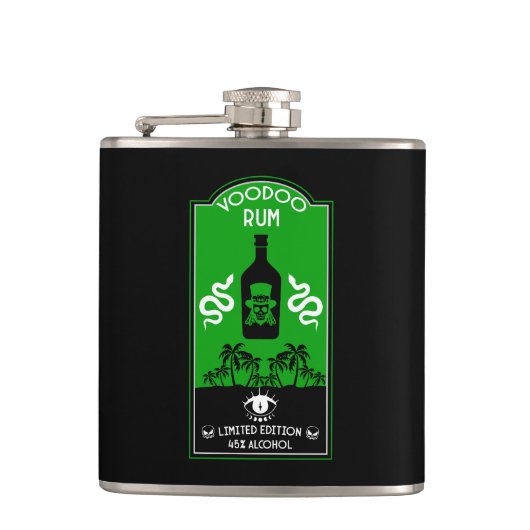 Caraïbische Voodoo Rum Heupfles (Voorkant)