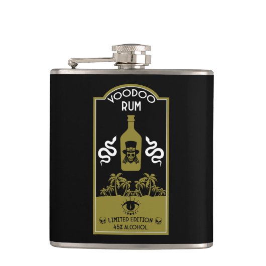 Caraïbische Voodoo Rum Heupfles (Voorkant)