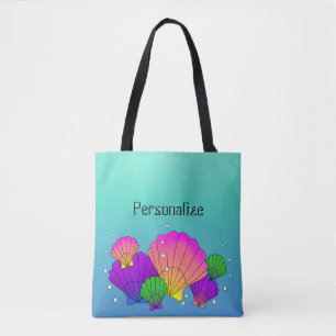 Caraïbische zeeschelpen met bubbels tote bag