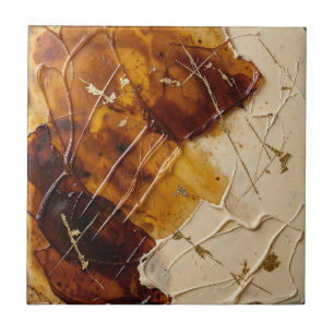 Caramel Amber Hars Goudblad Abstract Tegeltje