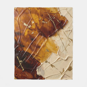 Caramel Amber Harsen Goudblad Abstract  Fleece Deken