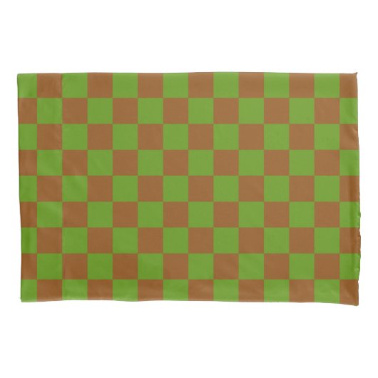 Caramel appel geruit bord patroon kussensloop (Voorkant-Links)