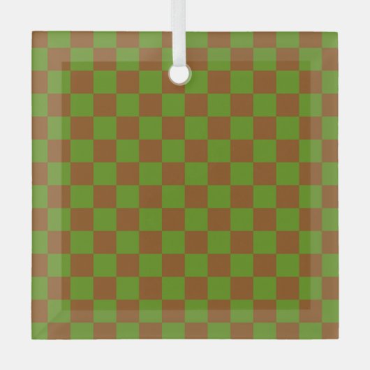 Caramel appel geruit bordpatroon glas ornament (Voorkant)