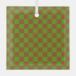 Caramel apple checkered board pattern glas ornament