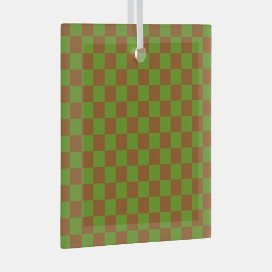 Caramel apple checkered board pattern glas ornament (Voorkant Rechts)