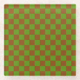 Caramel apple checkered board pattern glazen onderzetter