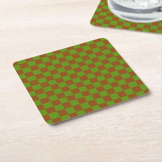 Caramel apple checkered board pattern kartonnen onderzetters (Schuin)