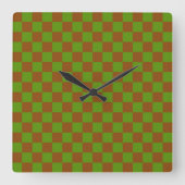 Caramel apple checkered board pattern vierkante klok (Voorkant)