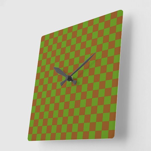 Caramel apple checkered board pattern vierkante klok (Hoek)