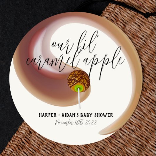 Caramel Apple - Green Baby shower Favor Sticker