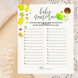 Caramel Apple Green Baby shower Name Race Game