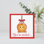 Caramel Apple met een verjaardagsfeestje van Bow Kaart (Staand voorkant)